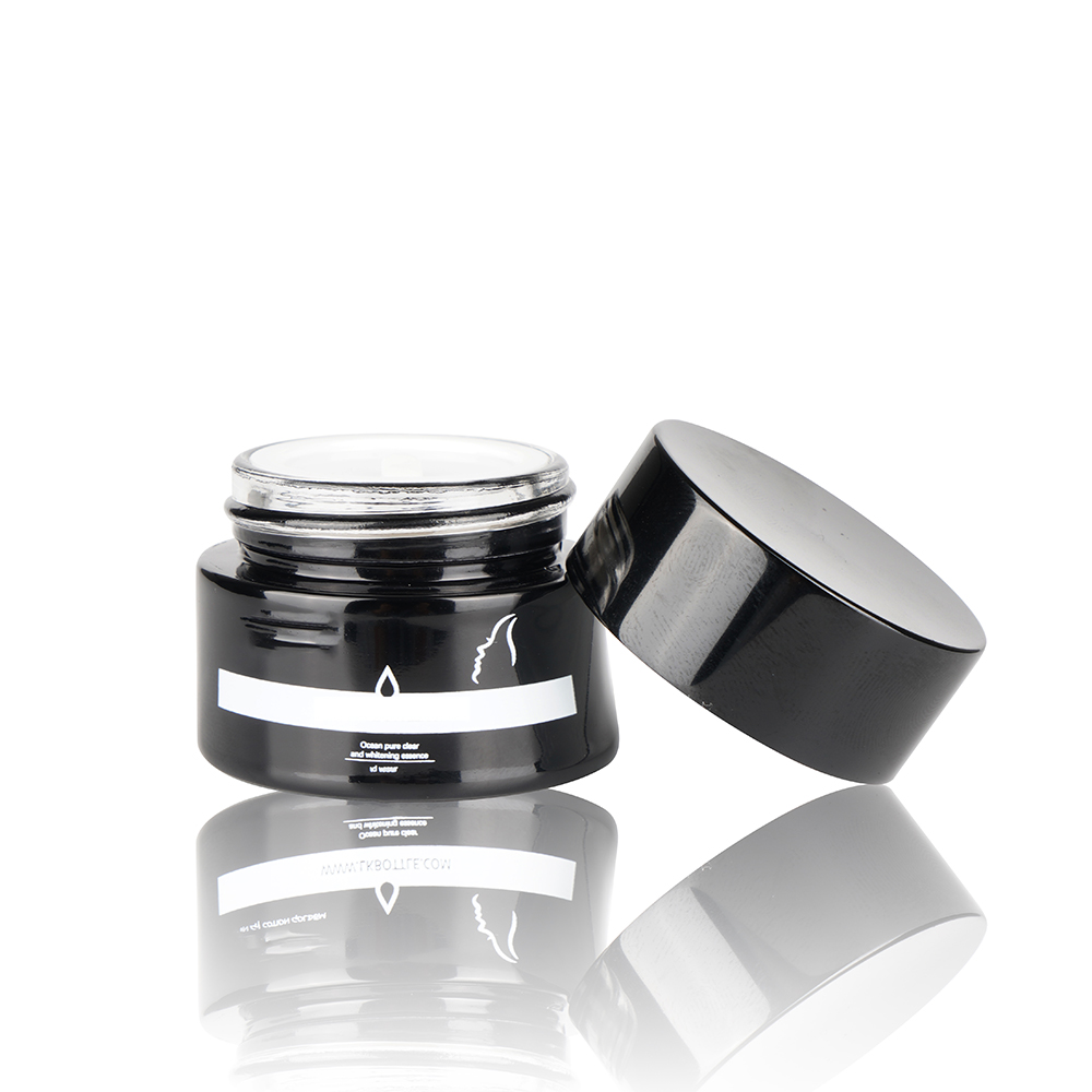 30g Cosmetic Round Shape Jar Container / Elegant Empty Cream Jars With Black Lid