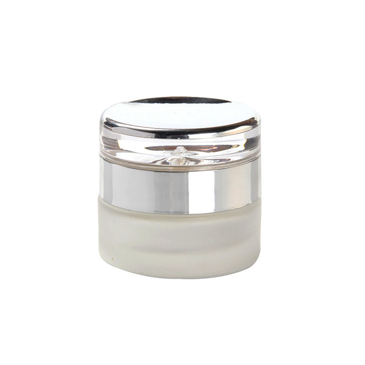 30g Cosmetic Scrub Glass Cream Bottle Eye Cream Mask Packaging Container with Silver Acrylic lid