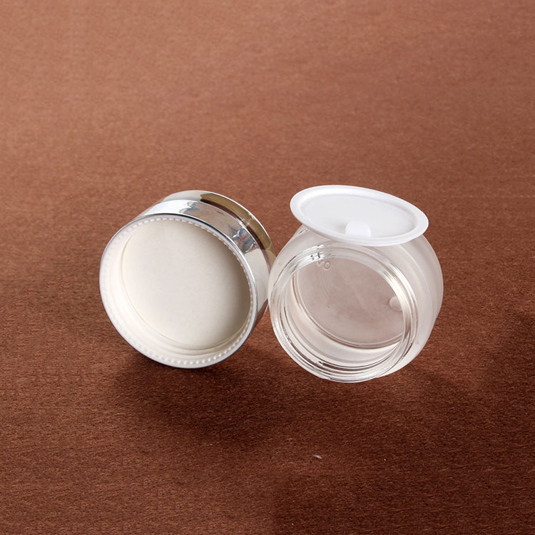30g Cosmetic Scrub Glass Cream Bottle Eye Cream Mask Packaging Container with Silver Acrylic lid