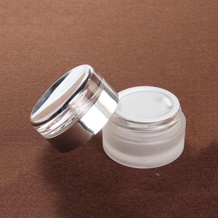 30g Cosmetic Scrub Glass Cream Bottle Eye Cream Mask Packaging Container with Silver Acrylic lid
