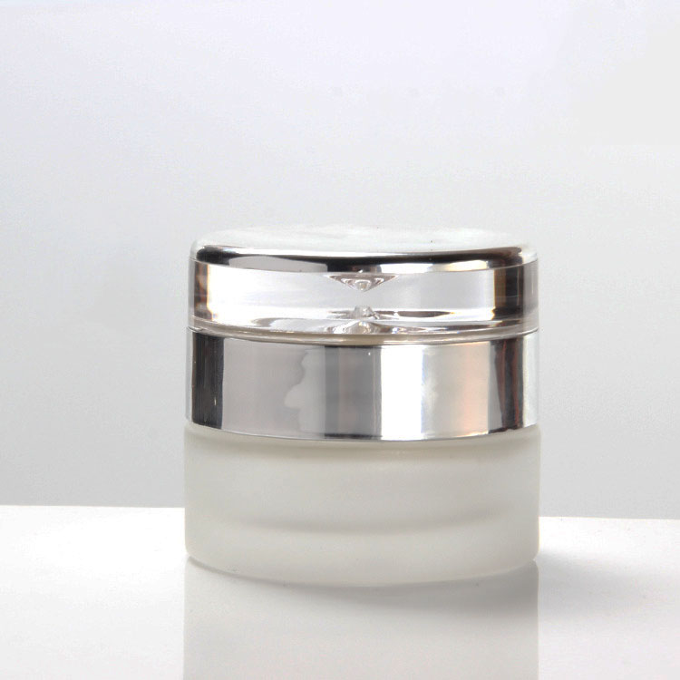 30g Cosmetic Scrub Glass Cream Bottle Eye Cream Mask Packaging Container with Silver Acrylic lid