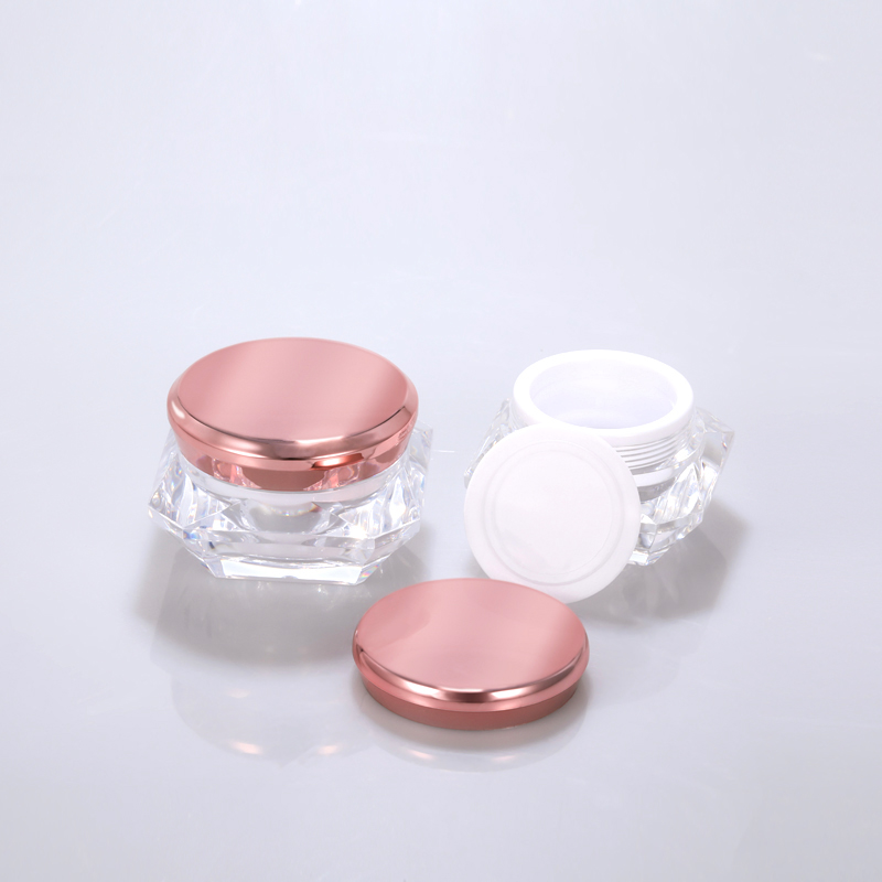 30g Diamond shape acrylic cream jar 30gr empty cream pot skin care jar ready to ship with rose gold lid