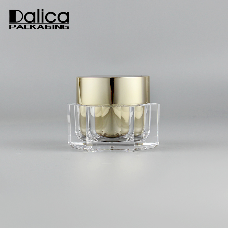 30g Fancy Hexagon Gold Acrylic Cream Jar Pot Supplier