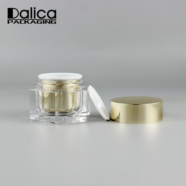 30g Fancy Hexagon Gold Acrylic Cream Jar Pot Supplier