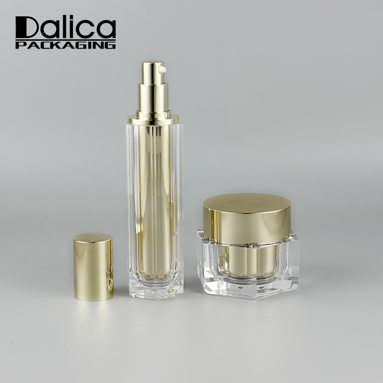 30g Fancy Hexagon Gold Acrylic Cream Jar Pot Supplier