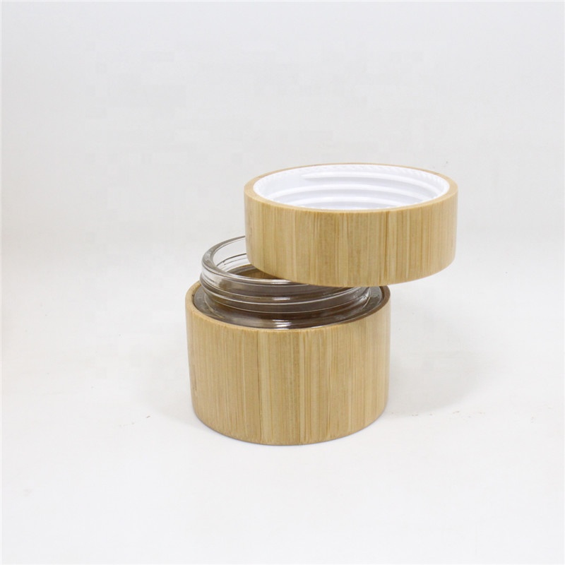 30g Glass Cosmetic Containers Jar With Bamboo Lid Bamboo Packaging Wholesale Glass Jar
