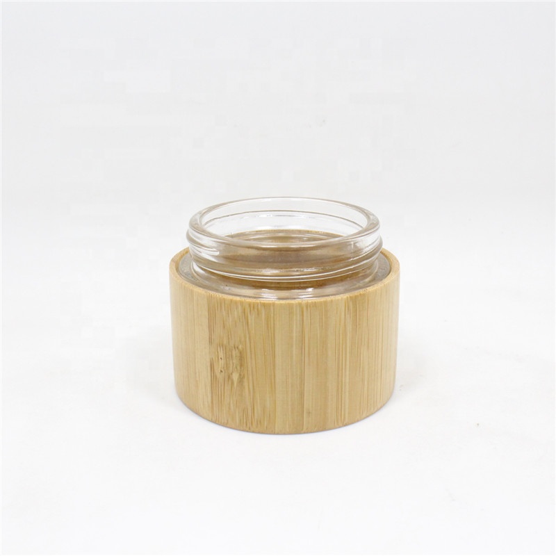 30g Glass Cosmetic Containers Jar With Bamboo Lid Bamboo Packaging Wholesale Glass Jar