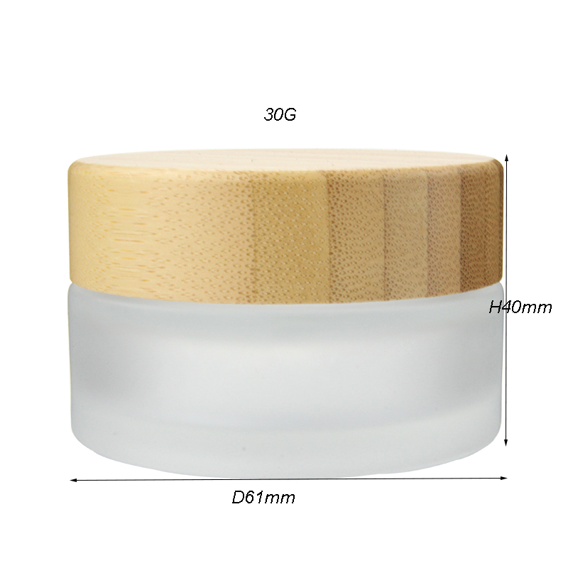 30g Glass face cream jar with bamboo lid customized print logo