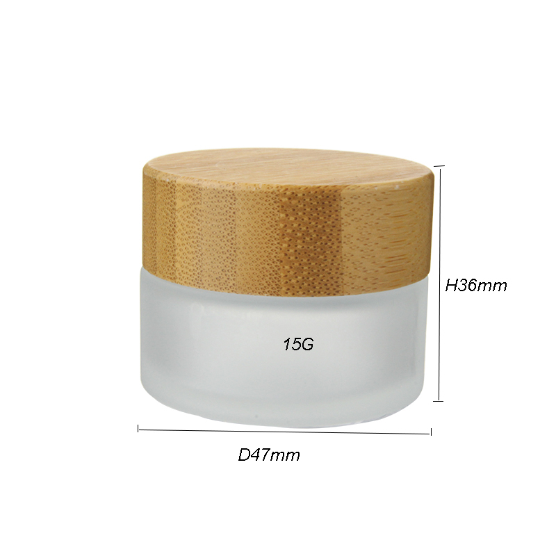 30g Glass face cream jar with bamboo lid customized print logo