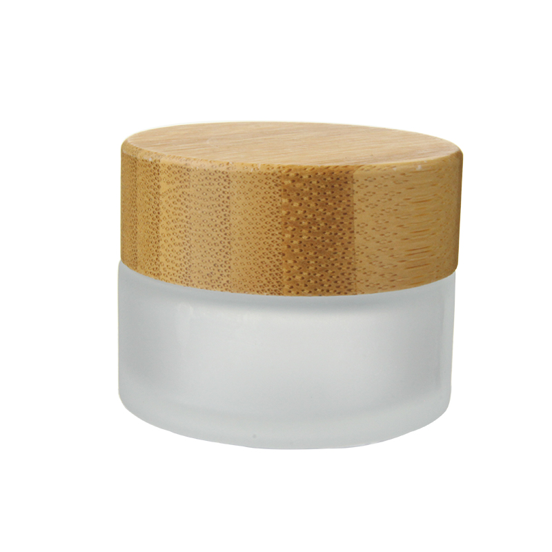 30g Glass face cream jar with bamboo lid customized print logo