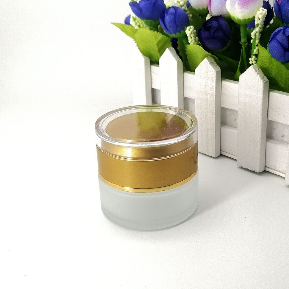 30g Glass scrub skin care cream packaging jar yellow plastic acrylic lid cosmetic empty bottle cream container