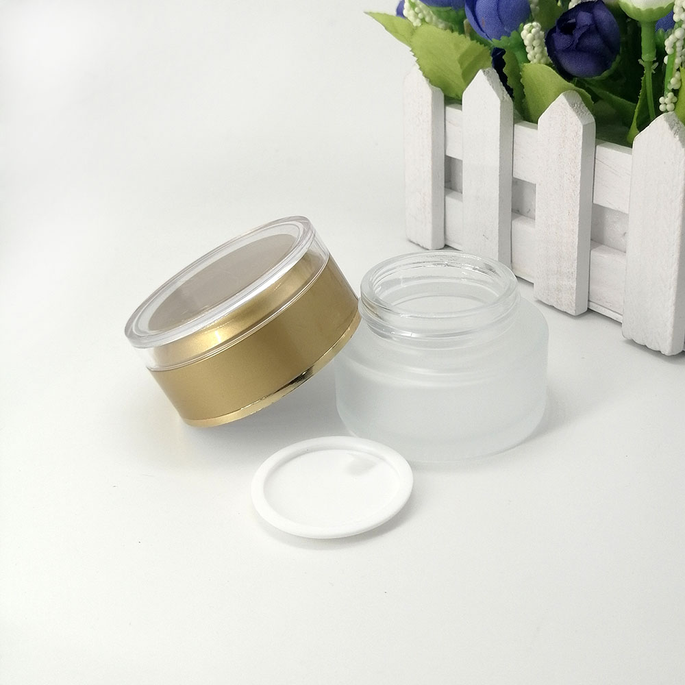 30g Glass scrub skin care cream packaging jar yellow plastic acrylic lid cosmetic empty bottle cream container