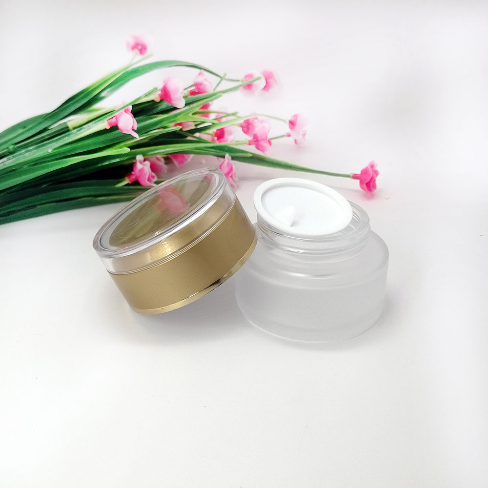 30g Glass scrub skin care cream packaging jar yellow plastic acrylic lid cosmetic empty bottle cream container