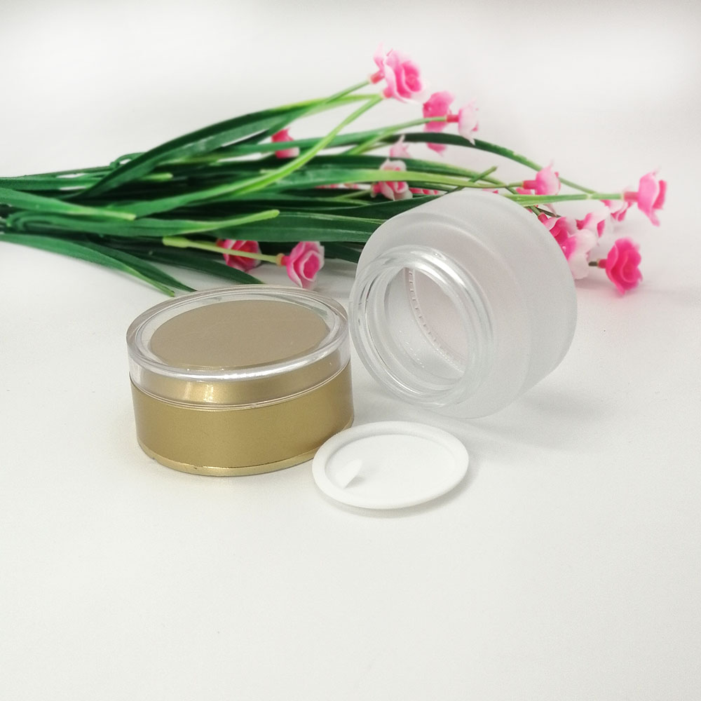 30g Glass scrub skin care cream packaging jar yellow plastic acrylic lid cosmetic empty bottle cream container