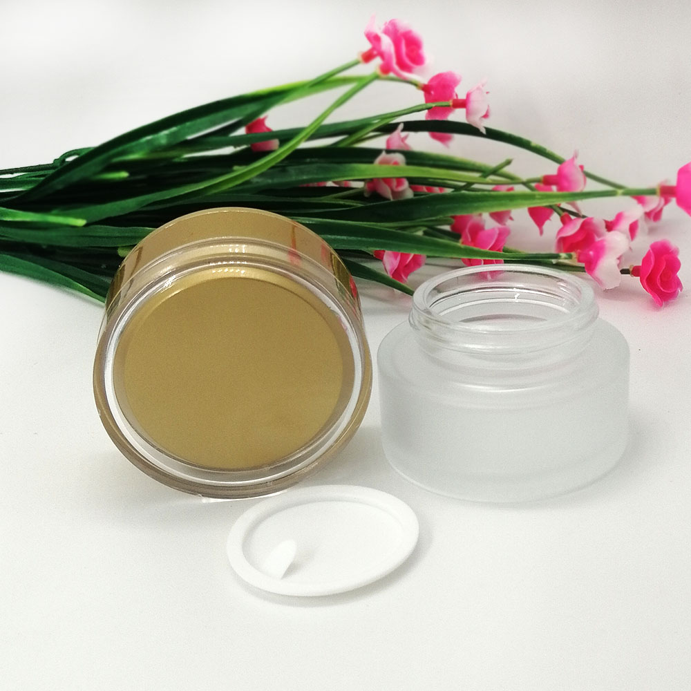 30g Glass scrub skin care cream packaging jar yellow plastic acrylic lid cosmetic empty bottle cream container