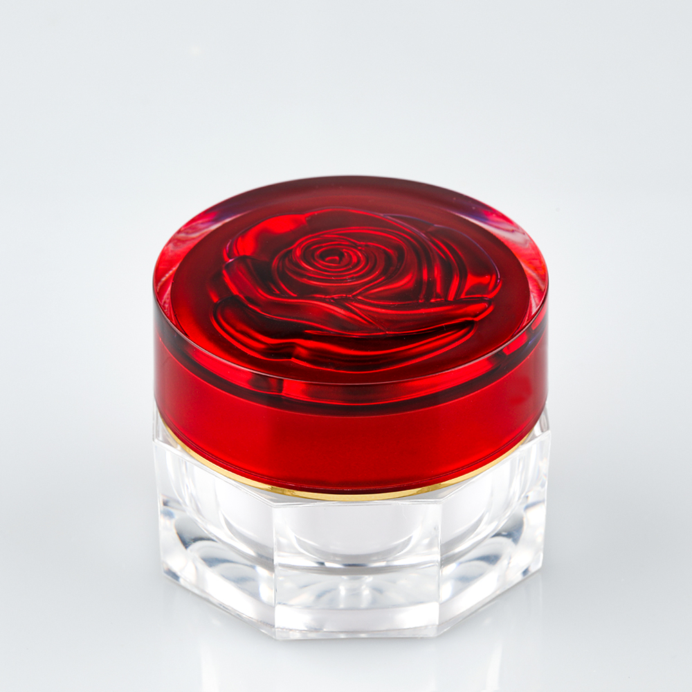 30g Hot Sale ready to ship Red Rose lid flower cap cream jar empty face cream container