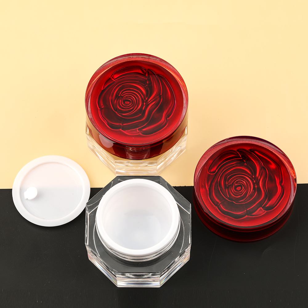 30g Hot Sale ready to ship Red Rose lid flower cap cream jar empty face cream container
