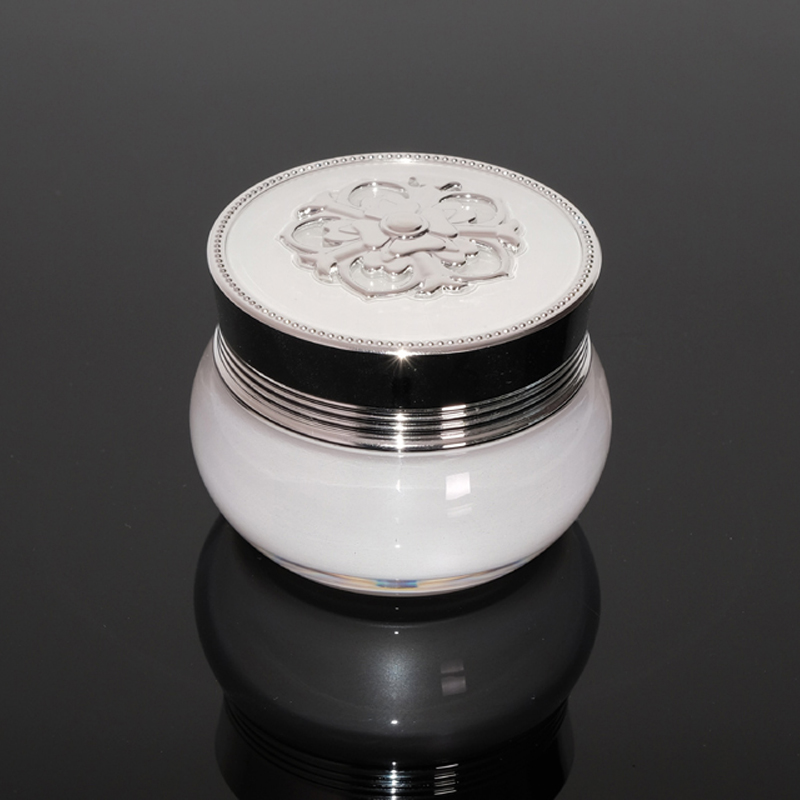 30g Jar in stock round acrylic empty cream jar  cream container with flower lid plastic jar for cosmetics packaging