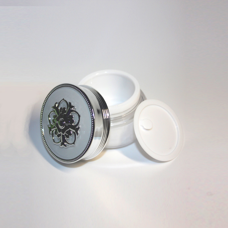 30g Jar in stock round acrylic empty cream jar cream container with flower lid plastic jar for cosmetics packaging