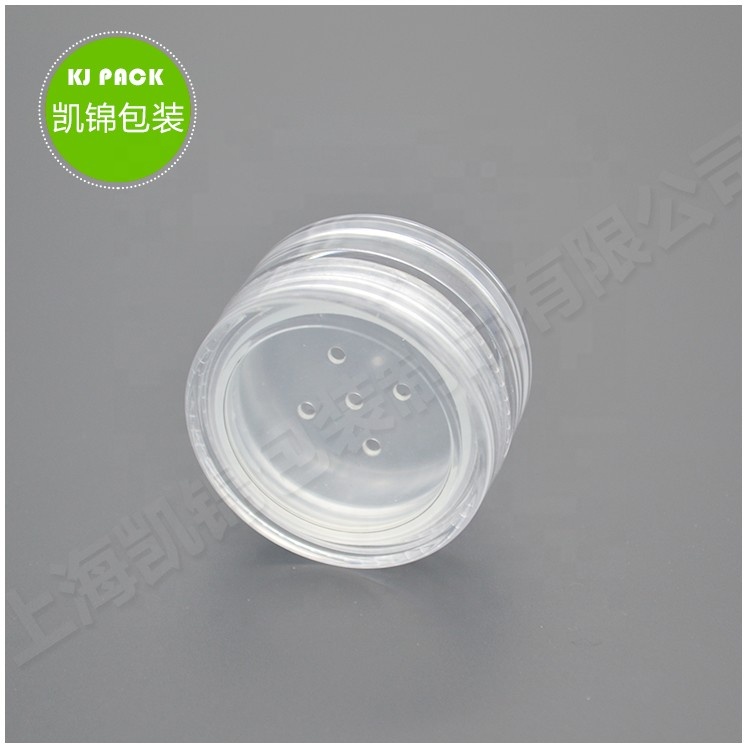 30g Low MOQ custom logo black round plastic cosmetic loose powder jar with sifter in stock