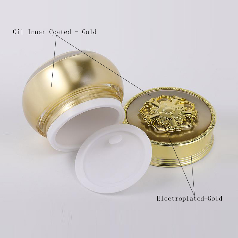 30g Low moq ready stock Luxury gold cap jar skincare acrylic cream jar cosmetic jars