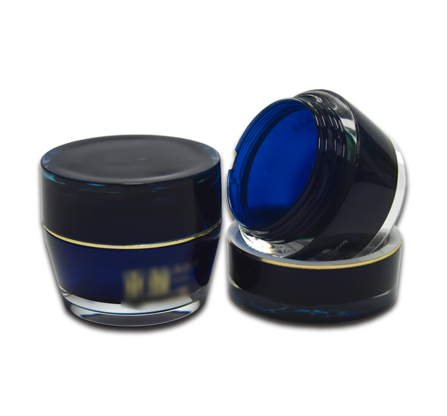 30g Luxury Cream Jar Blue Plastic Cosmetic Jar Eye Cream Packaging Container Acrylic Double Wall Cream Jar