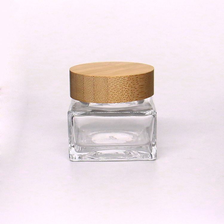 30g Luxury Square Cream jar With Bamboo Lid Screw Cap For Breast Cream Dark Spot Removing Cream Packaging