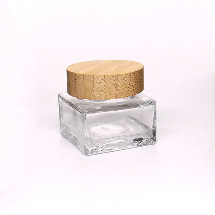 30g Luxury Square Cream jar With Bamboo Lid Screw Cap For Breast Cream Dark Spot Removing Cream Packaging
