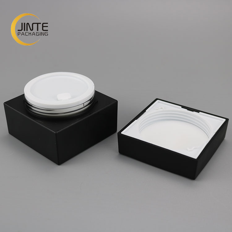 30g New product Matte black Square shape plastic empty cosmetic acrylic jar for cosmetic face cream