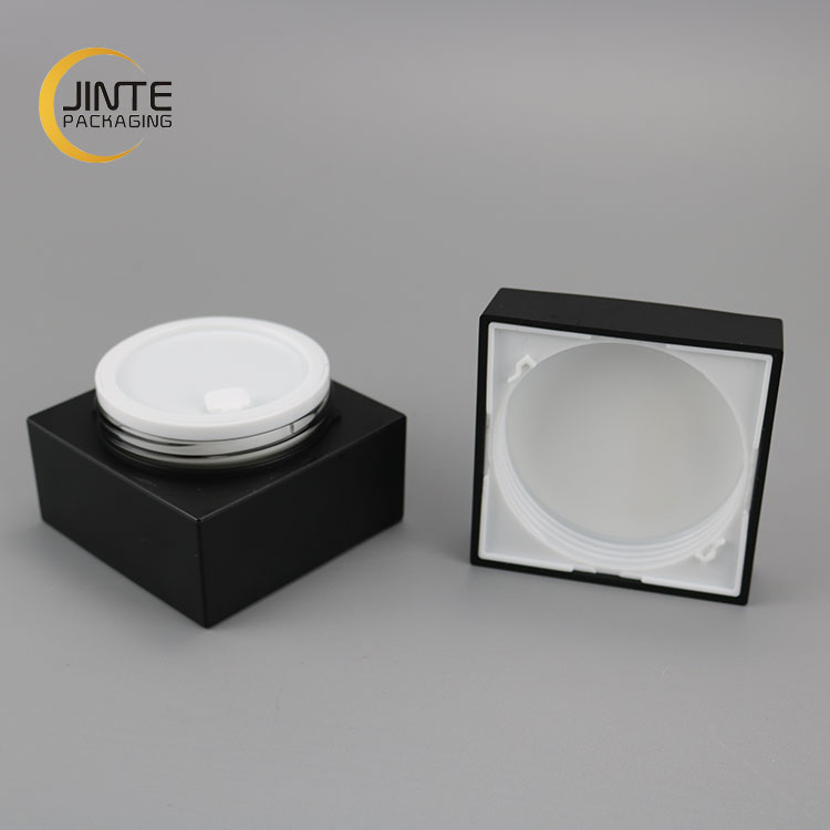 30g New product Matte black Square shape plastic empty cosmetic acrylic jar for cosmetic face cream