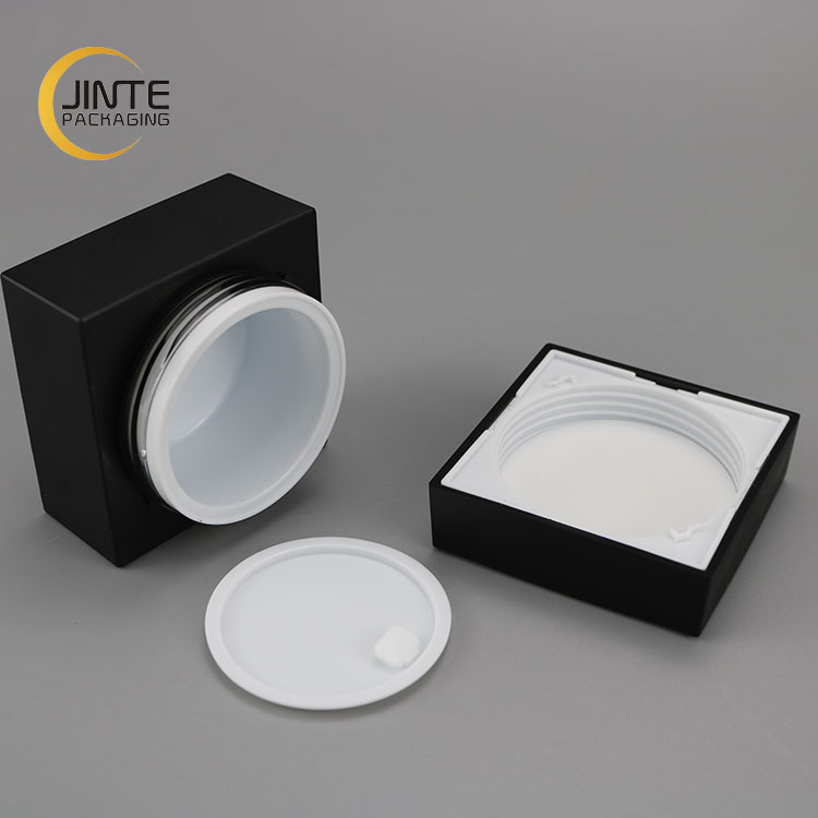 30g New product Matte black Square shape plastic empty cosmetic acrylic jar for cosmetic face cream
