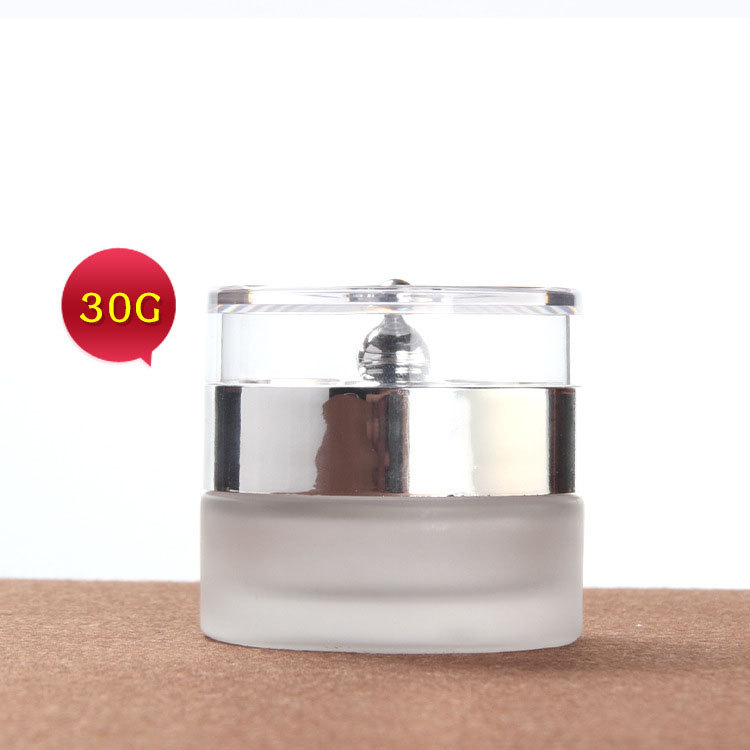 30g Scrub Cream Glass Jar Cosmetics Various Skin Cream Containers Empty Jars with Clear Silver Plastic  lid