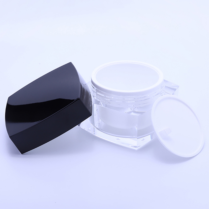 30g acrylic frosted transparent cream jar with black cap pp inner
