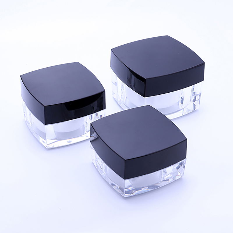 30g acrylic frosted transparent cream jar with black cap pp inner
