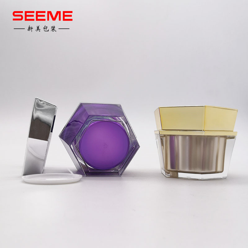 30g acrylic plastic cosmetic jar hexagon shape jar