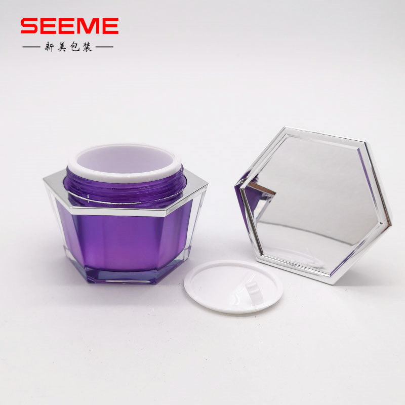 30g acrylic plastic cosmetic jar hexagon shape jar