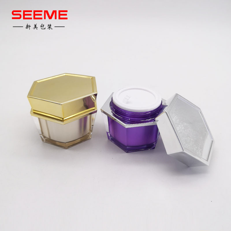 30g acrylic plastic cosmetic jar hexagon shape jar