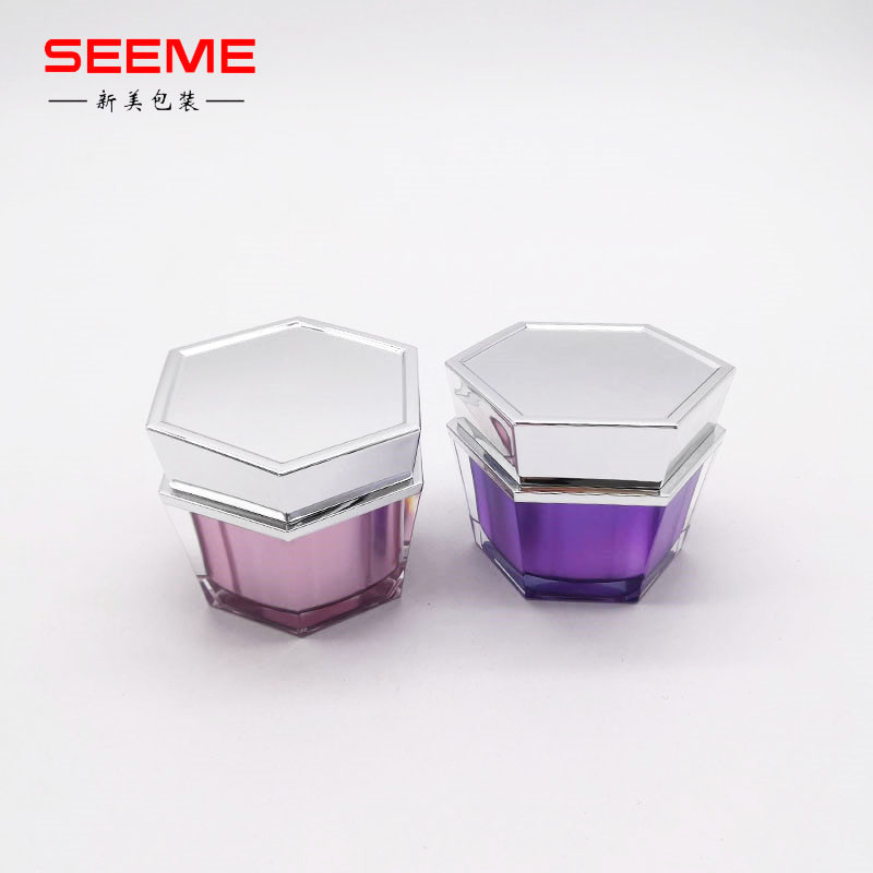 30g acrylic plastic cosmetic jar hexagon shape jar