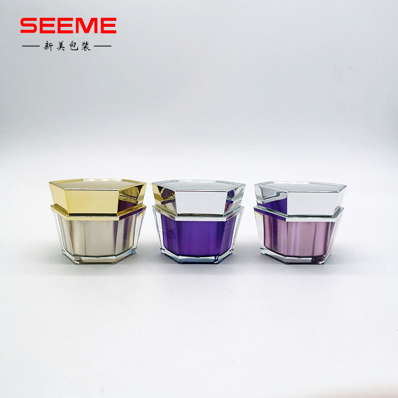 30g acrylic plastic cosmetic jar hexagon shape jar