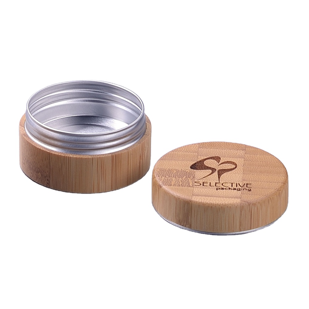 30g aluminum jar with bamboo lid cover eco-friendly cosmetic cream jar