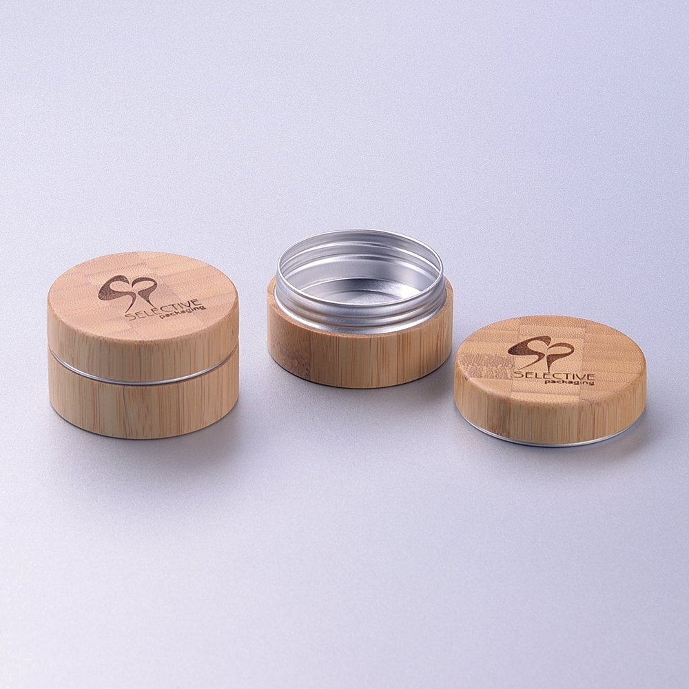 30g aluminum jar with bamboo lid cover eco-friendly cosmetic cream jar