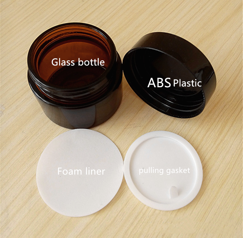 30g amber color glass clay mask jar with black cap 1oz glass cosmetic jars with aluminum cap