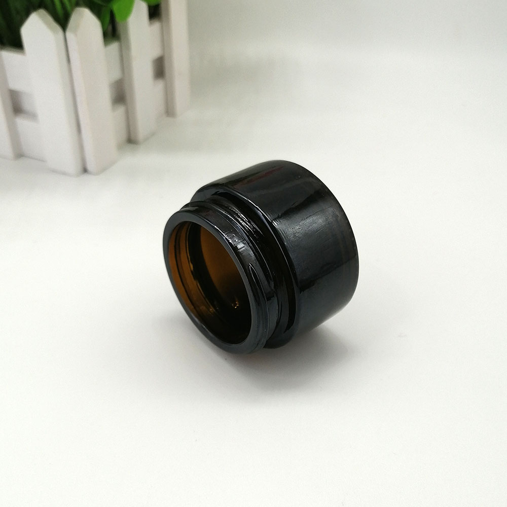 30g amber glass cream empty jar with black plastic lid cosmetic packaging container brown glass bottle