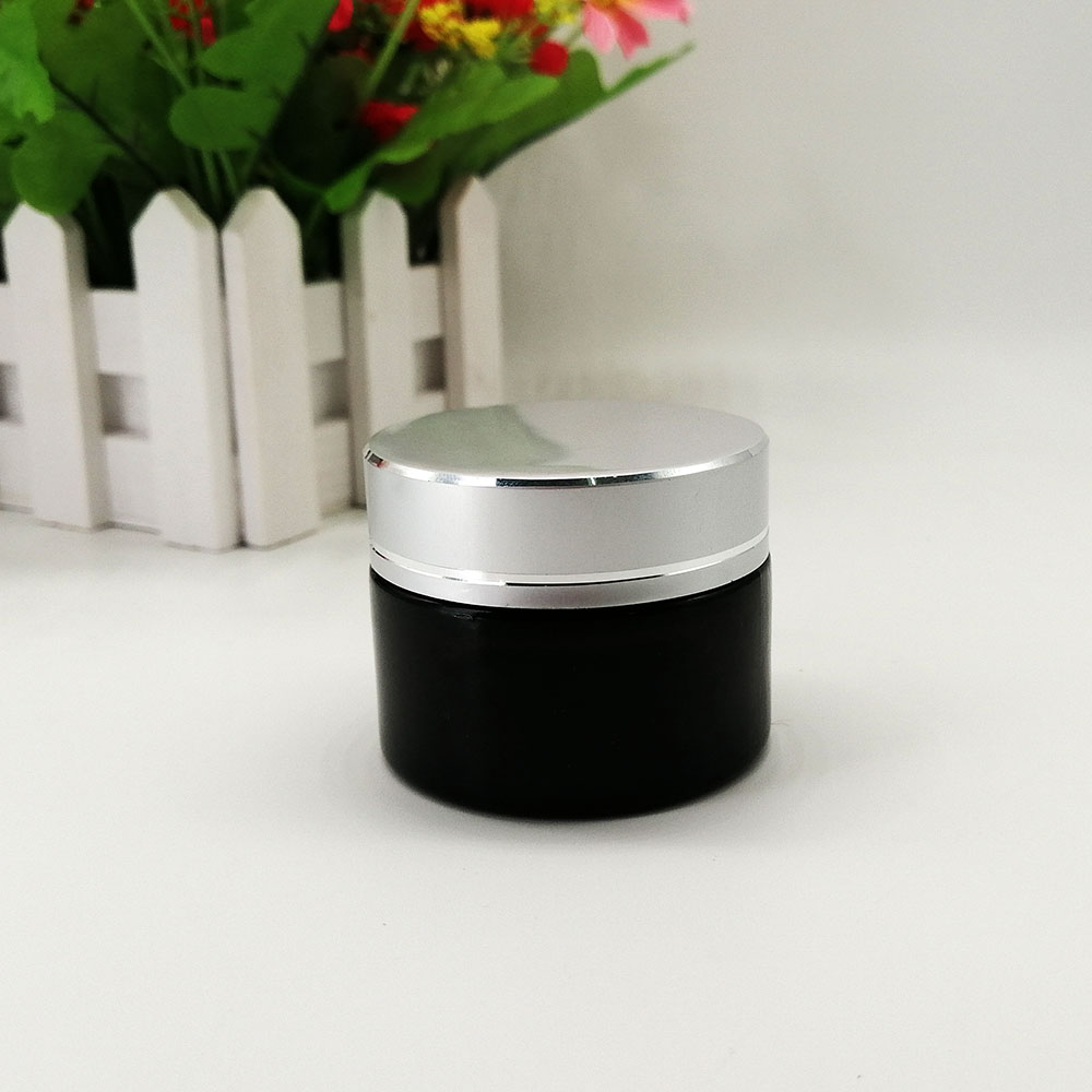 30g amber glass cream jar cosmetic packaging container brown skin cream empty jar with cutting line silver metal aluminum cover