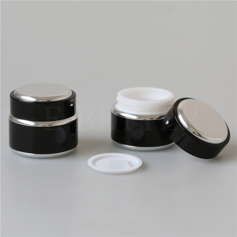 30g black aluminum glass cosmetic cream jar