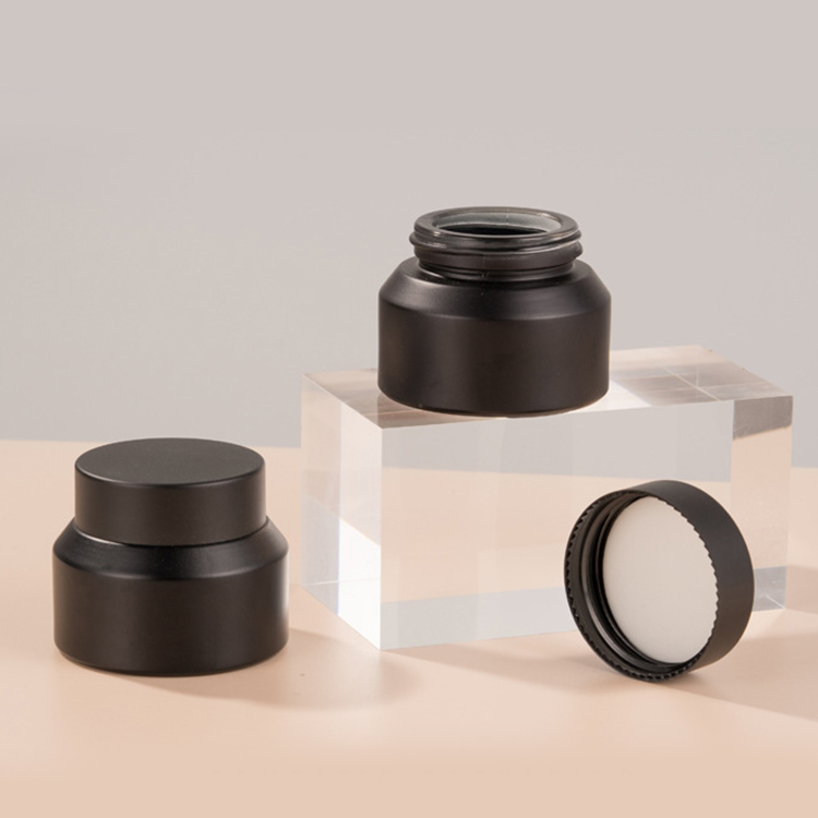 30g black oblique shoulder glass cosmetic jar for face cream