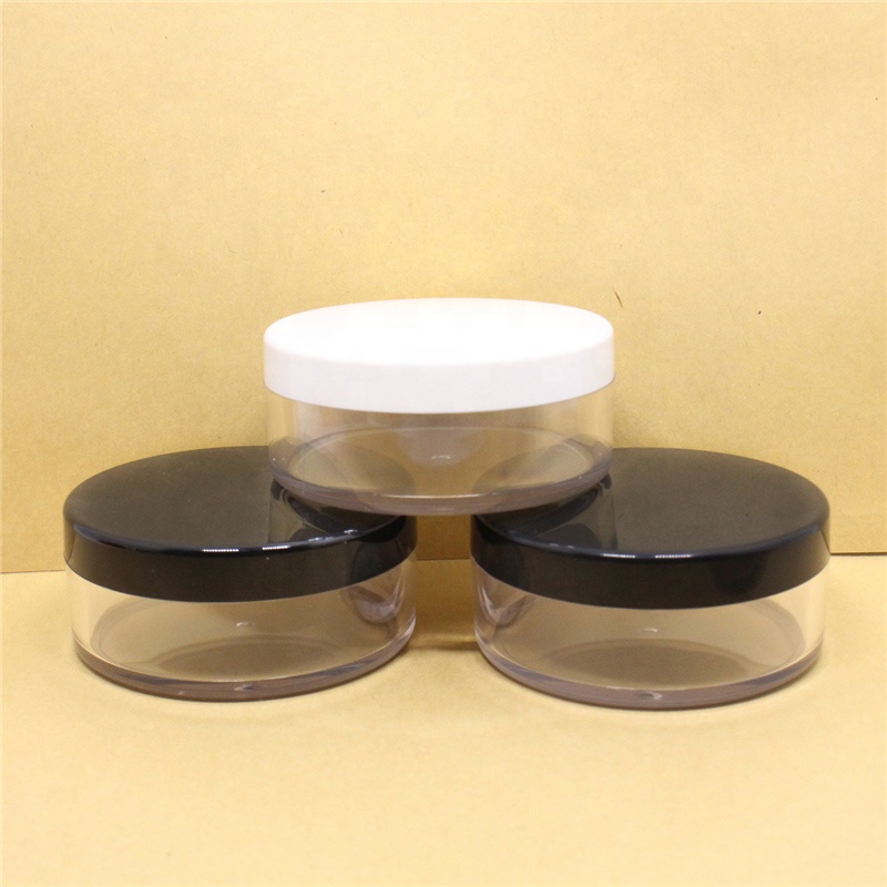 30g black round plastic portable loose powder jar container with elastic mesh sifter