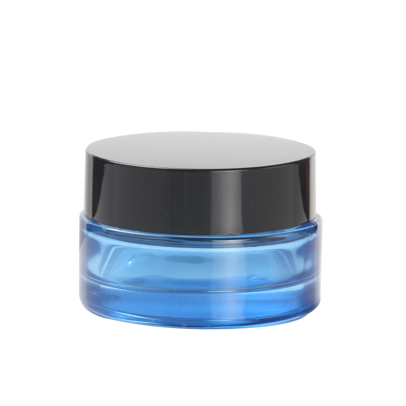 30g blue clearglass jar cosmetic skin care cream mask packaging container with black cover lid