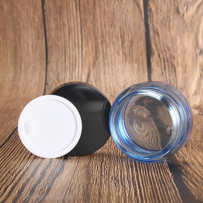 30g blue clearglass jar cosmetic skin care cream mask packaging container with black cover lid