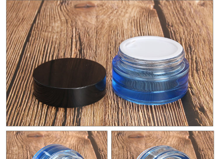 30g blue clearglass jar cosmetic skin care cream mask packaging container with black cover lid